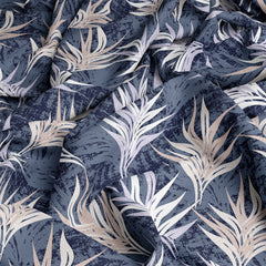 Dark Blue Leaf Design 3 Piece Bedsheet Set