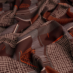 Dark Brown Geometric Design 3 Piece Bedsheet Set