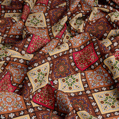 Rich Brown Floral Motifs & Geometric Shapes 3 Piece Bedsheet Set