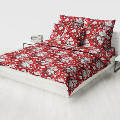 Vibrant Red Floral Design Winter Comforter