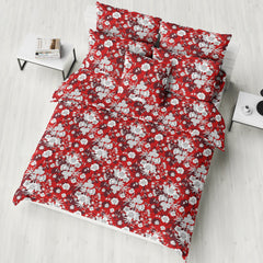 Vibrant Red Floral Design Winter Comforter